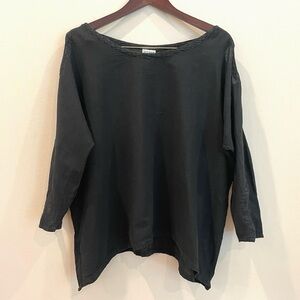 Oh My Gauze Top Womens 2 Large Black Cotton Cold Shoulder Lagenlook Boho Relaxed